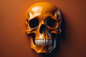 Skull on a brown background. Halloween concept. generative ai photo