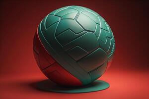 Soccer Ball with Red and Green Background. generative ai photo