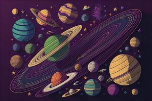 Space background with planets, stars, comets. illustration. photo
