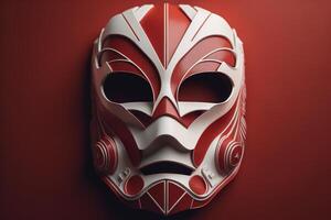 Superhero mask on a red background. generative ai photo