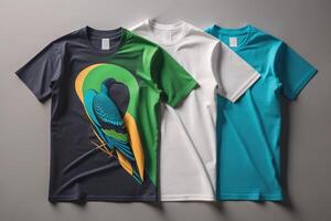 T-shirts with African flag on grey background. photo