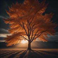 Tree in the sunset. photo