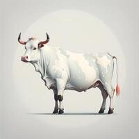 Vector illustration of a cow on a white background. Farm animal. generative ai photo