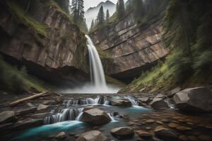 cascada en yosemite nacional parque, California, generativo ai foto