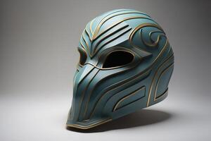 a Fantasy Alien Mask on a Gray Background. photo