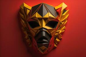 abstract geometric composition, low polygonal mask. generative ai photo