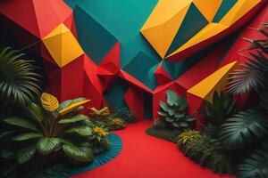 abstract background with colorful geometric shapes. Minimal style. photo