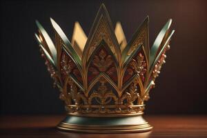 low key image of beautiful queen crown. vintage filtered. fantasy medieval period. generative ai photo