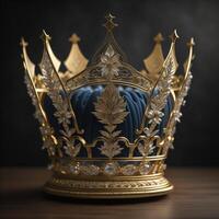 low key image of beautiful queen, king crown. photo