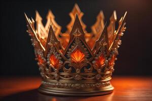 low key image of beautiful queen crown. vintage filtered. fantasy medieval period. generative ai photo