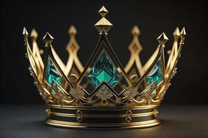 low key image of beautiful queen, king crown. generative ai photo