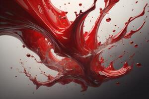 red paint splashing isolated on white background. generative ai photo