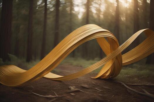 Shiny satin ribbon in brown color isolated on white background. ai generative photo