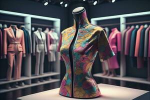 Futuristic fashion mannequin in the store. ai generative photo