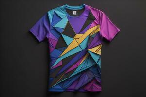 Colorful t-shirts in front of dark background. ai generative photo