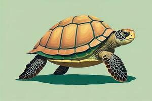 illustration of a turtle on a green background in cartoon style. ai generative photo
