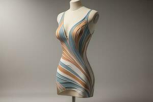 Women's dress on a mannequin in a fashion store. ai generative photo