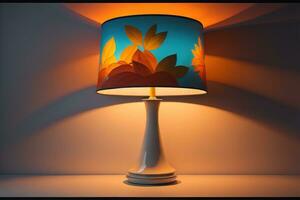 a decorative and colorful lamp on a solid color background. ai generative photo