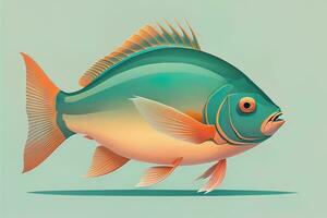 Illustration of a fish on a blue background, vector illustration. ai generative photo