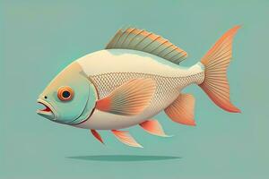 Illustration of a fish on a blue background, vector illustration. ai generative photo