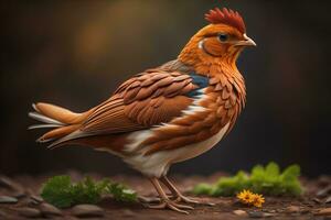 Colorful chicken on a solid color background, studio photo. ai generative photo