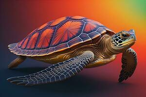 a sea turtle isolated on solid color background. ai generative photo