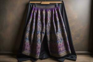 Men's shorts with a pattern on a solid color background. Studio shooting. ai generative photo
