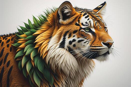 Portrait of a tiger on a solid color background. Close-up. ai generative photo