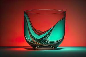 Colorful glass pot on a dark background. ai generative photo