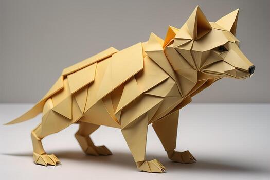 Paper origami animal isolated on solid color background. ai generative photo