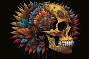 Day of the Dead sugar skull. Mexican sugar skull. ai generative photo