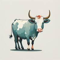 Illustration of a portrait of a cow on a grey background. ai generative photo