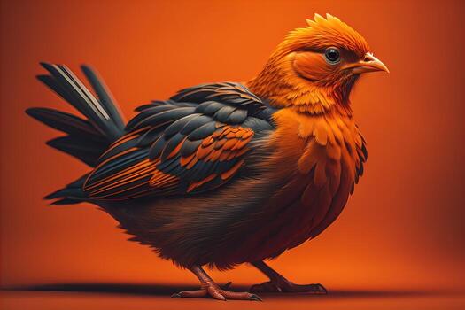 Colorful chicken on a solid color background, studio photo. ai generative photo