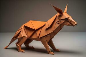 Paper origami animal isolated on solid color background. ai generative photo