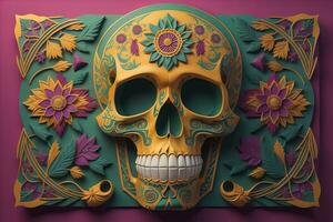 Day of the Dead sugar skull. Mexican sugar skull. ai generative photo