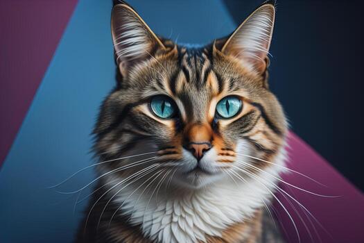Portrait of a beautiful Maine Coon cat on a dark background. ai generative photo