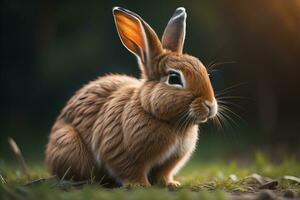 Easter bunny on a solid color background. ai generative photo
