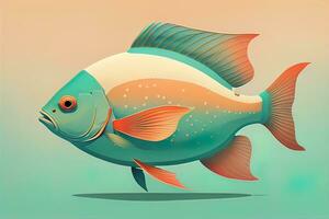 Illustration of a fish on a blue background, vector illustration. ai generative photo