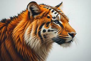 Portrait of a tiger on a solid color background. Close-up. ai generative photo
