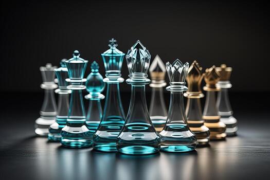 vaso ajedrez piezas en un oscuro fondo, el concepto de negocio estrategia. ai generativo foto