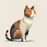 Cute cat sitting on the floor. Vector illustration in retro style. ai generative photo