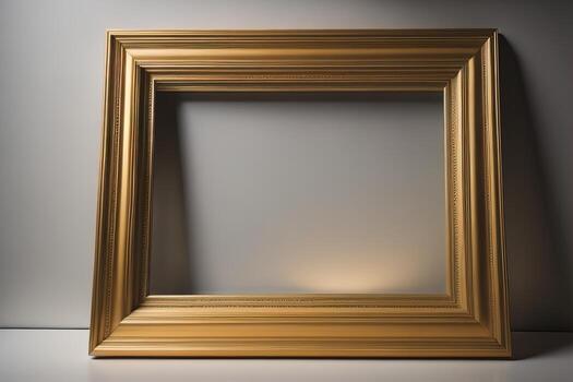 Glass picture frame on a solid color background. ai generative photo