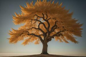 Fantasy Silhouette of a tree in the desert. ai generative photo