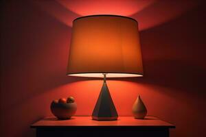 a decorative and colorful lamp on a solid color background. ai generative photo