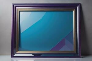 Glass picture frame on a solid color background. ai generative photo