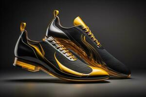 Men's shoes on a solid colour background. Studio shot. ai generative photo
