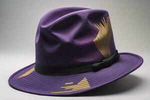 Fashionable hat on a solid color background. ai generative photo