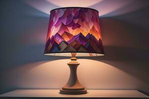 decorative table lamp on solid color background. ai generative photo