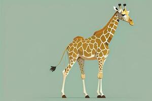 Giraffe isolated on green background. Cartoon style. Vector illustration. ai generative photo