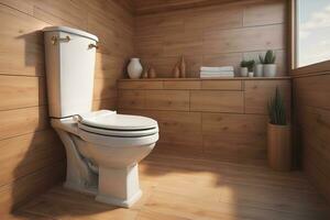 toilet bowl in modern bathroom. ai generative photo